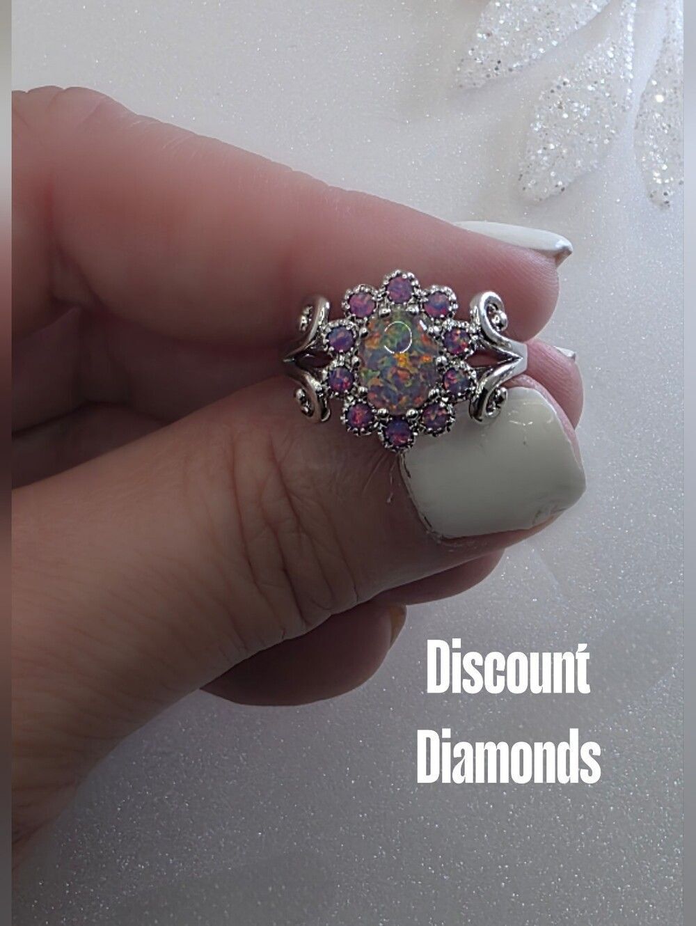 Lavender Fire Opal Cabochon Ring on 925 Silver